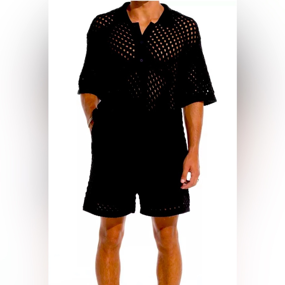 Solid & Striped men’s crochet shorts and shirt top outfit. NWT size M